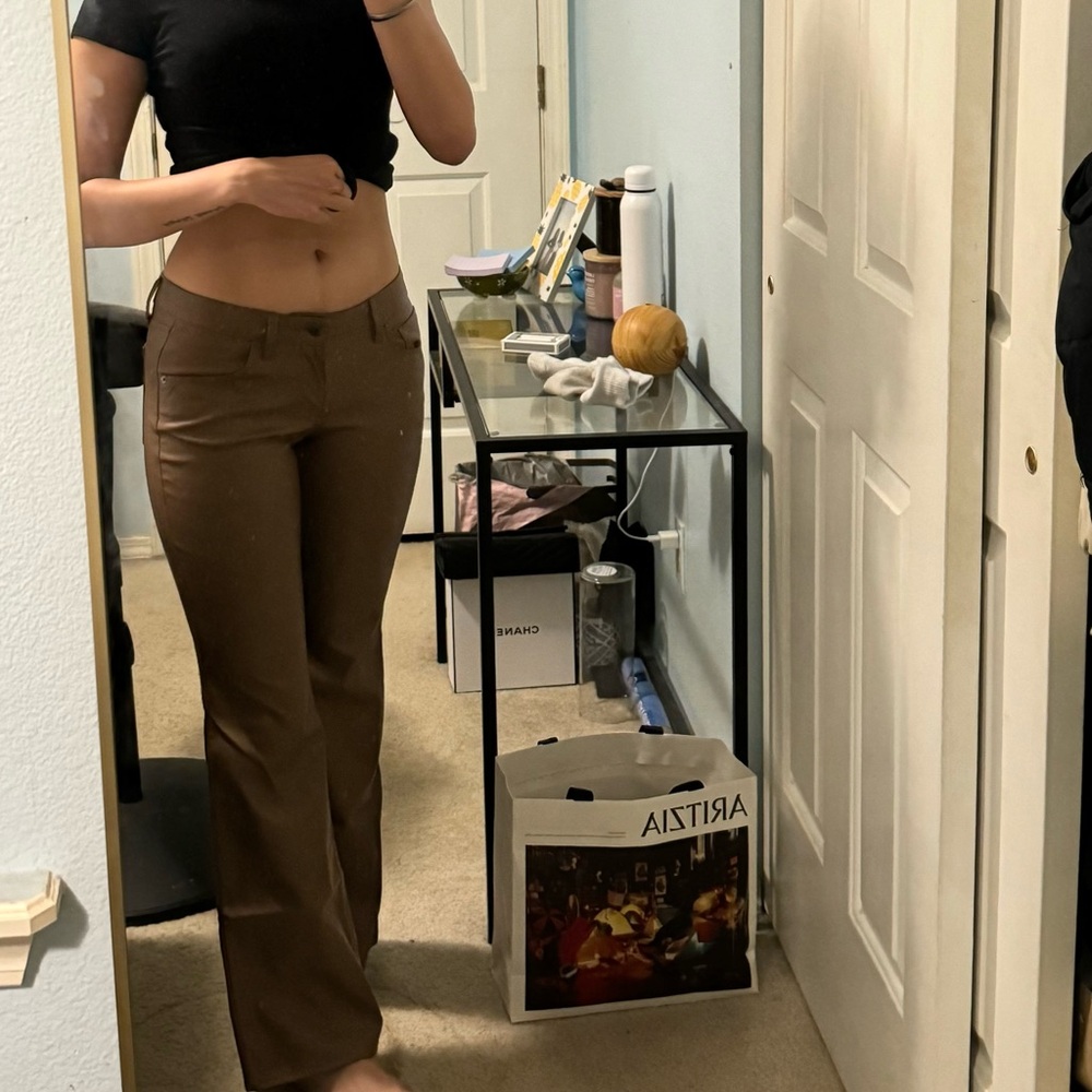 Brown Leather Pants Flared